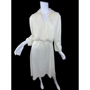 Vintage Sunshine Alley Vanilla Cream Accordion Pleat Blouson A Line Dress